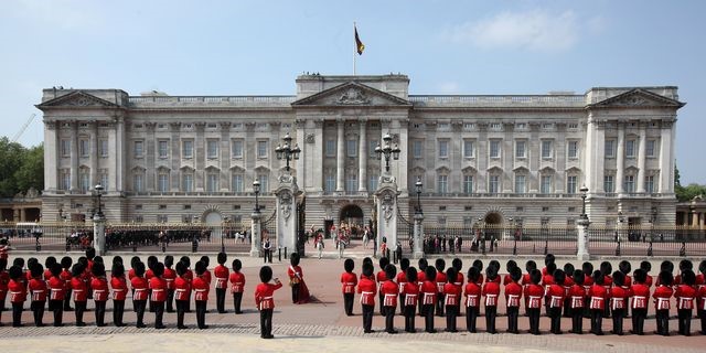 Guards parade outside Buckingham palace